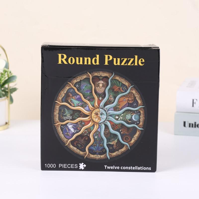 Adult Round Puzzle 1000 Pieces 12 constellations Challenge Games Learning Educational Puzzle Toys Moon Puzzle Space Flat Puzzle