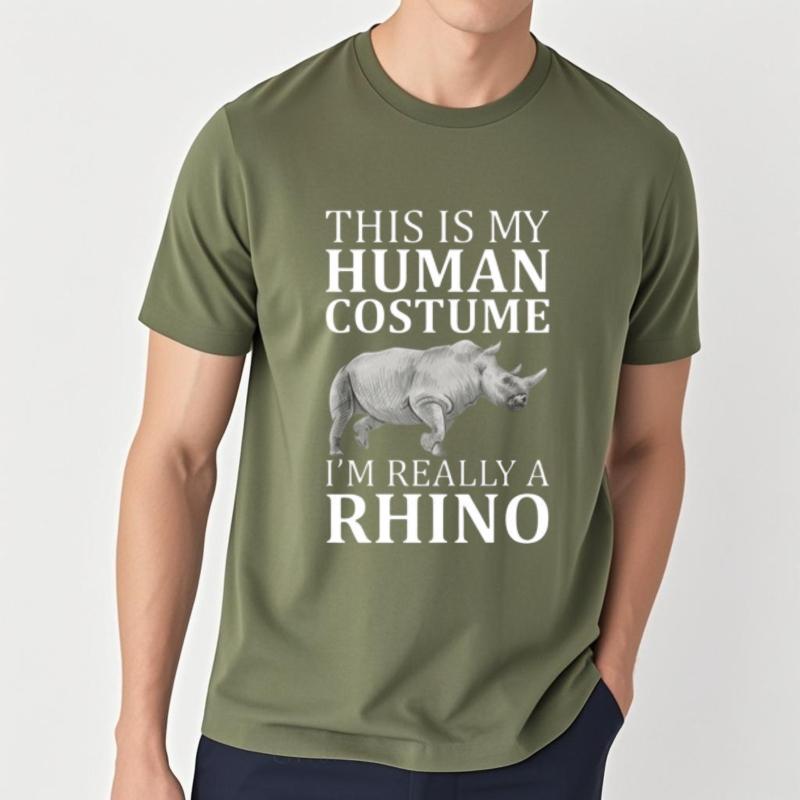 

Tshirts for men Printed Women O Neck tshirt Casual This Is My Human Costume Im Really A Rhino Everyday Man tees Trendy Tshirt 4XL