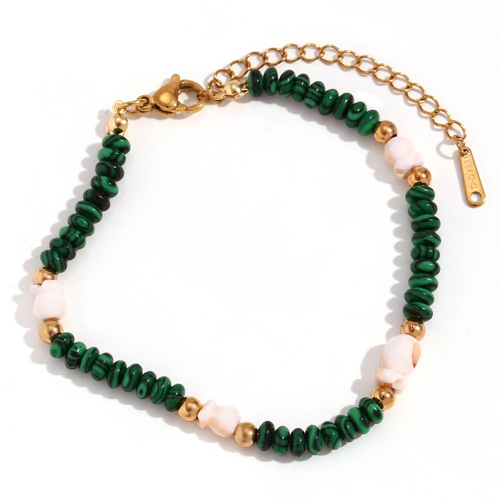 Bracelet en acier inoxydable fait à la main, unique et de niche, style bohème, perles en pierre naturelle faites à la main pour femmes