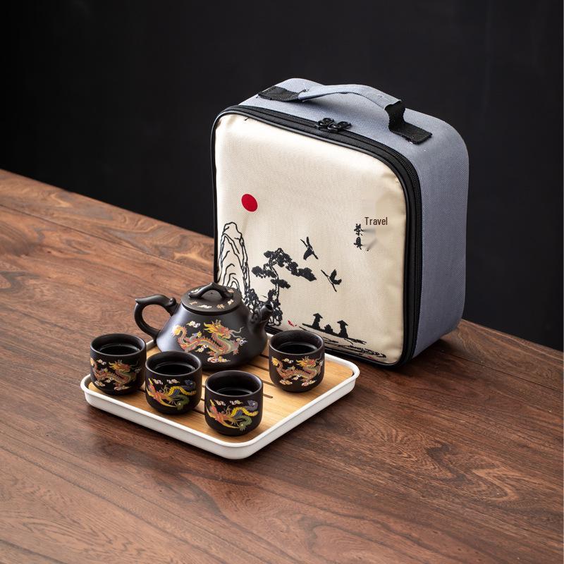 Color-Changing Chameleon Dragon & Phoenix Zisha Teapot Set - Xishi Design Gift Box