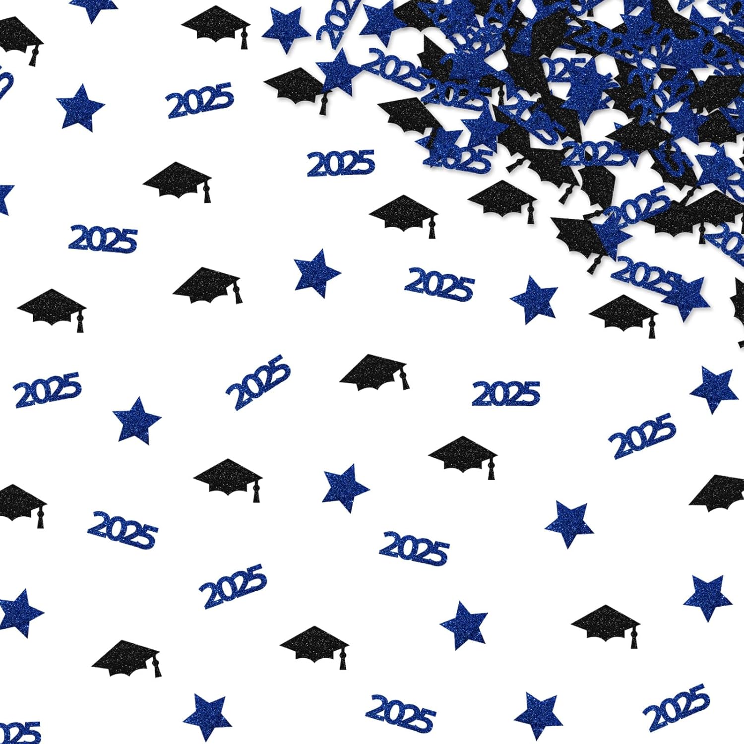 120pcs 2025 Graduation Confetti, Class of 2025 Confetti, Congrats Grad Table Scatter, Black&Pink Glitter Graduation Cap Table Scatter, 2025 Senior синий