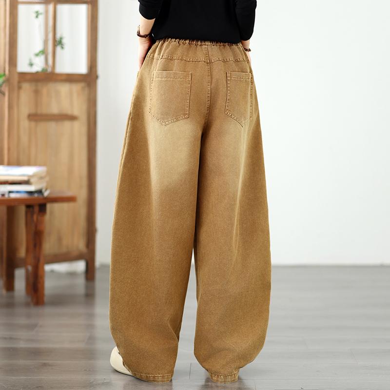 DIMANAF 2026 Été Nouveau Grande Taille Femmes Taille Haute Jambe Large Jeans Décontracté Ample Pantalon en Jean