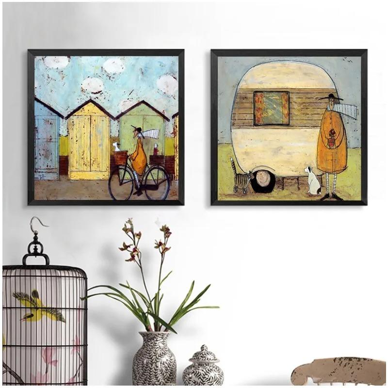 Landscape Love Dogs Pet Canvas Wall Art Paintings Posters and Prints Pictures Living Room Home Decor Vintage Nordic Abstract