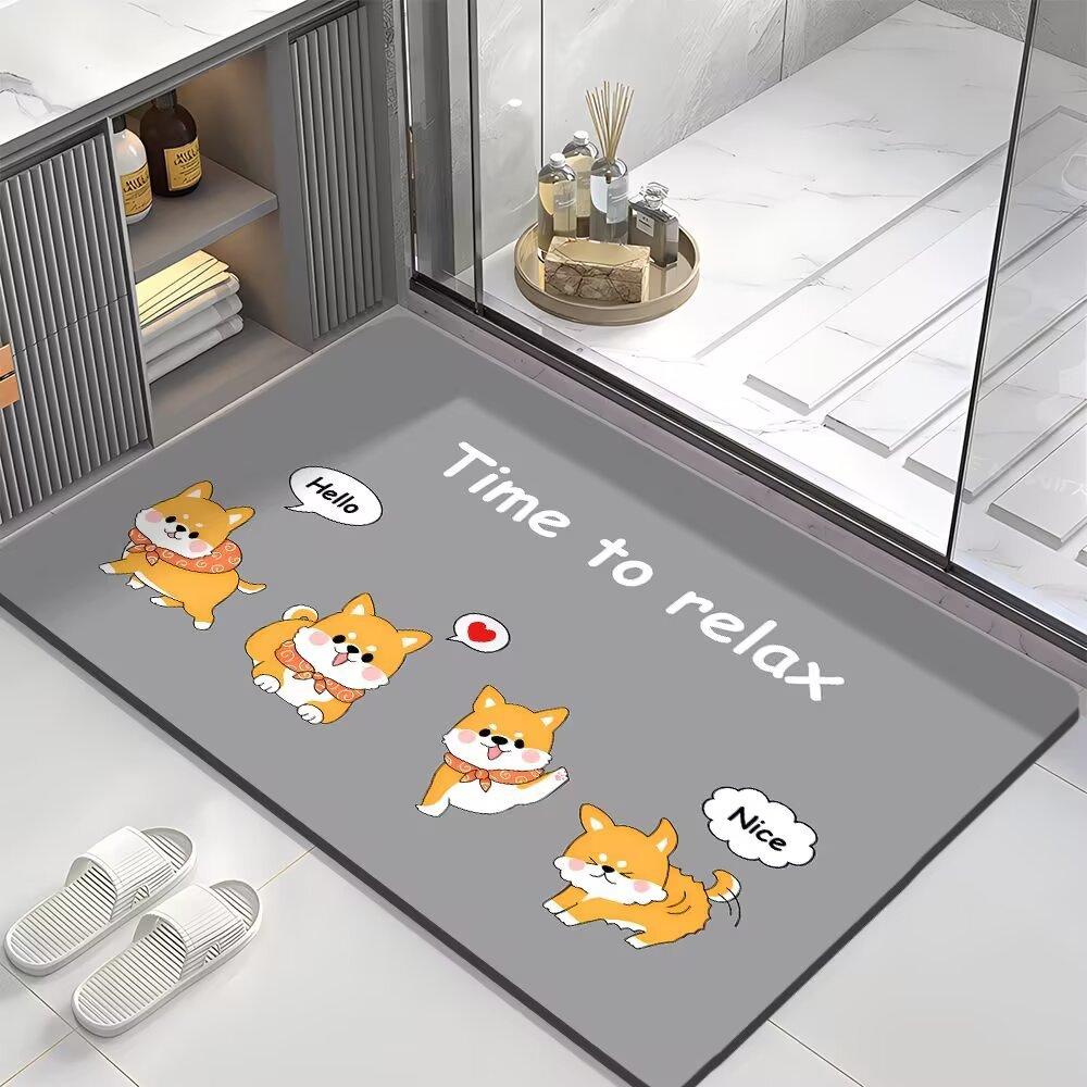 Cartoon Panda Bathroom Floor Mat Bathroom Water Absorption Quick Drying Dirt Resistant Anti Slip Diatom Mud Foot Mat