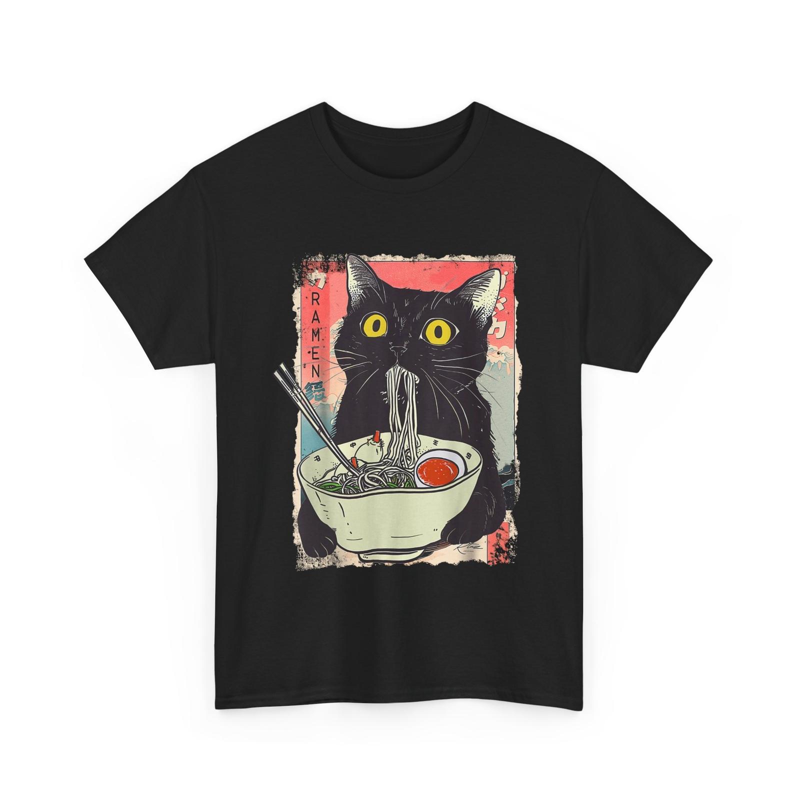Funny Cat Ramen Noodle Japanese Anime Manga Ramen Kawaii Cat T-shirt XXXL
