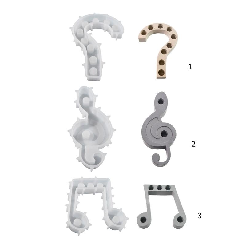 3D Candlestick Silicone Mold Music Symbol Shaped Candle Base Molds Candle Holder Mould Stylish Home Decorations Moulds