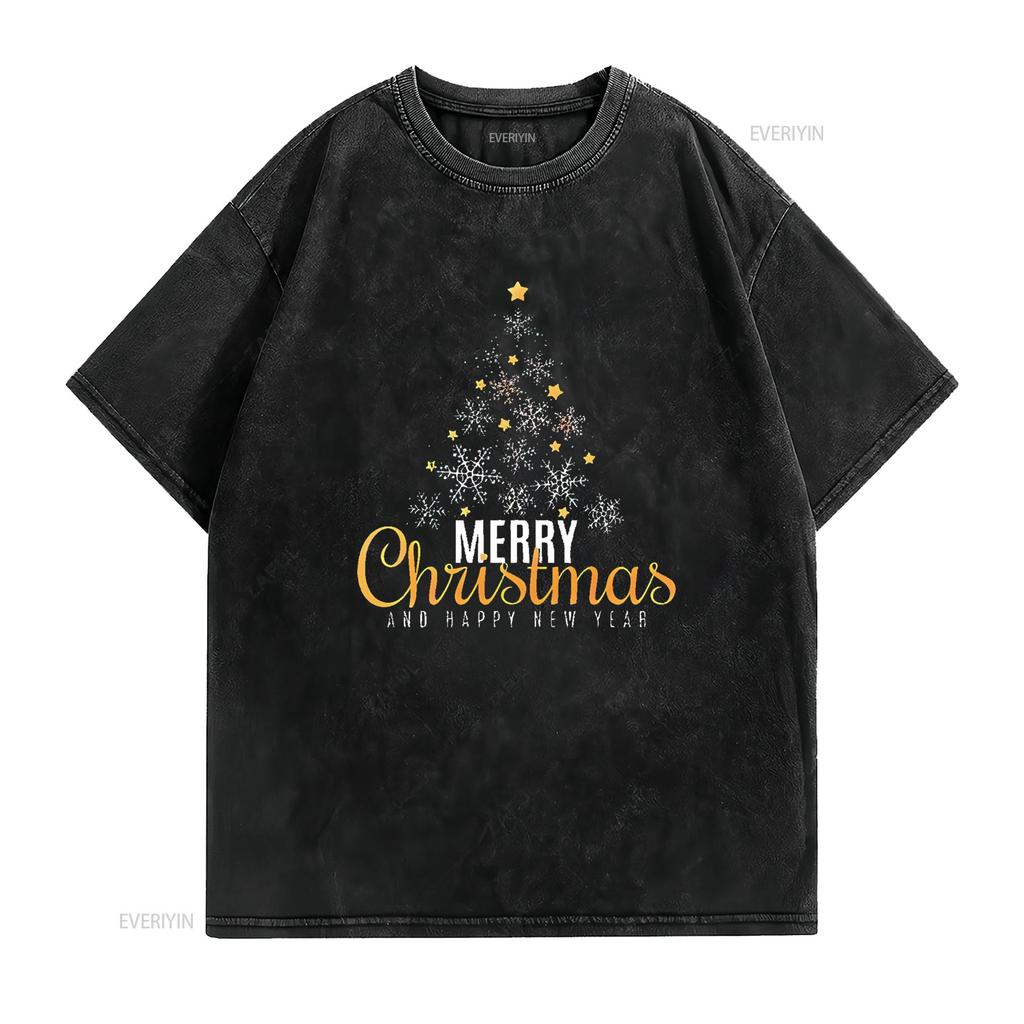 Merry Christmas And Happy New Year Cool Vintage Men s T Shirt with s Perfect King Black Middle vintage Washed