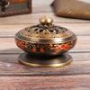 2.5in Retro Lotus Censer Sandalwood Enamel Incense Holder Desktop Ornaments