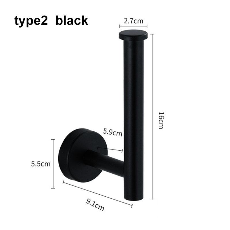 Bathroom Accessories Hardware Set Robe Hook Towel Rail Bar RackRound Black Stainless Steel Shelf Tissue Toilet Paper Holder DIY