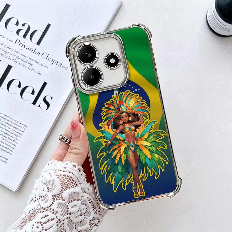 

Brazil Brazilian Flag Plating Phone Case For Xiaomi Redmi Note 14 15 Pro Plus 13 12 11 11S 11T 10 9S 9 5G Anti-Fall Airabag Cove Redmi Note 10 Pro 4G
