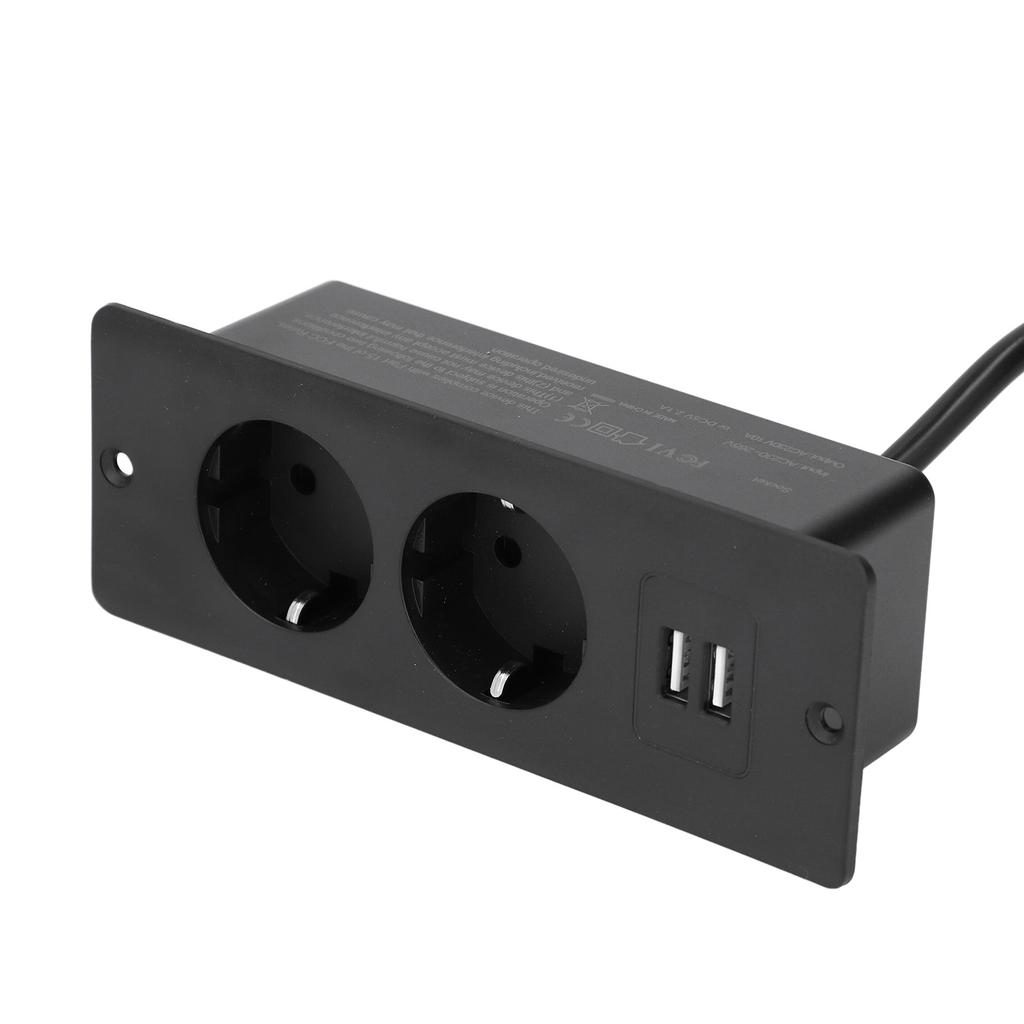 Embedded Power Outlet 2 USB 2  10A Ports Recessed Desk Socket In Desk Power Hub with 1.5m Cable