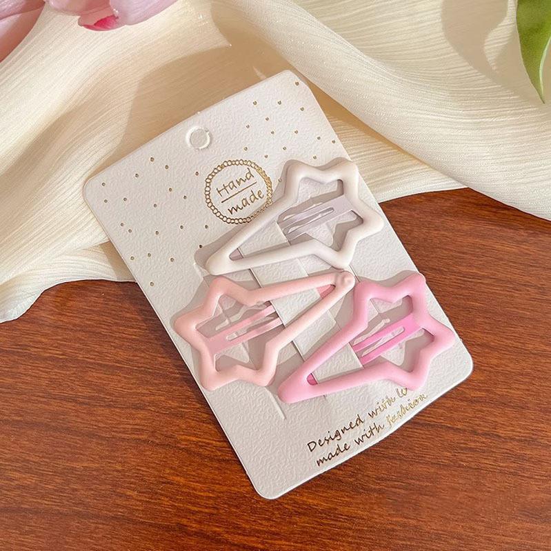 3pcs Frosted Simplicity Hairpins for Girls Star Oval Triangle Square Hair Clips for Kids Snap Hair Clips Hairpins Click Clack