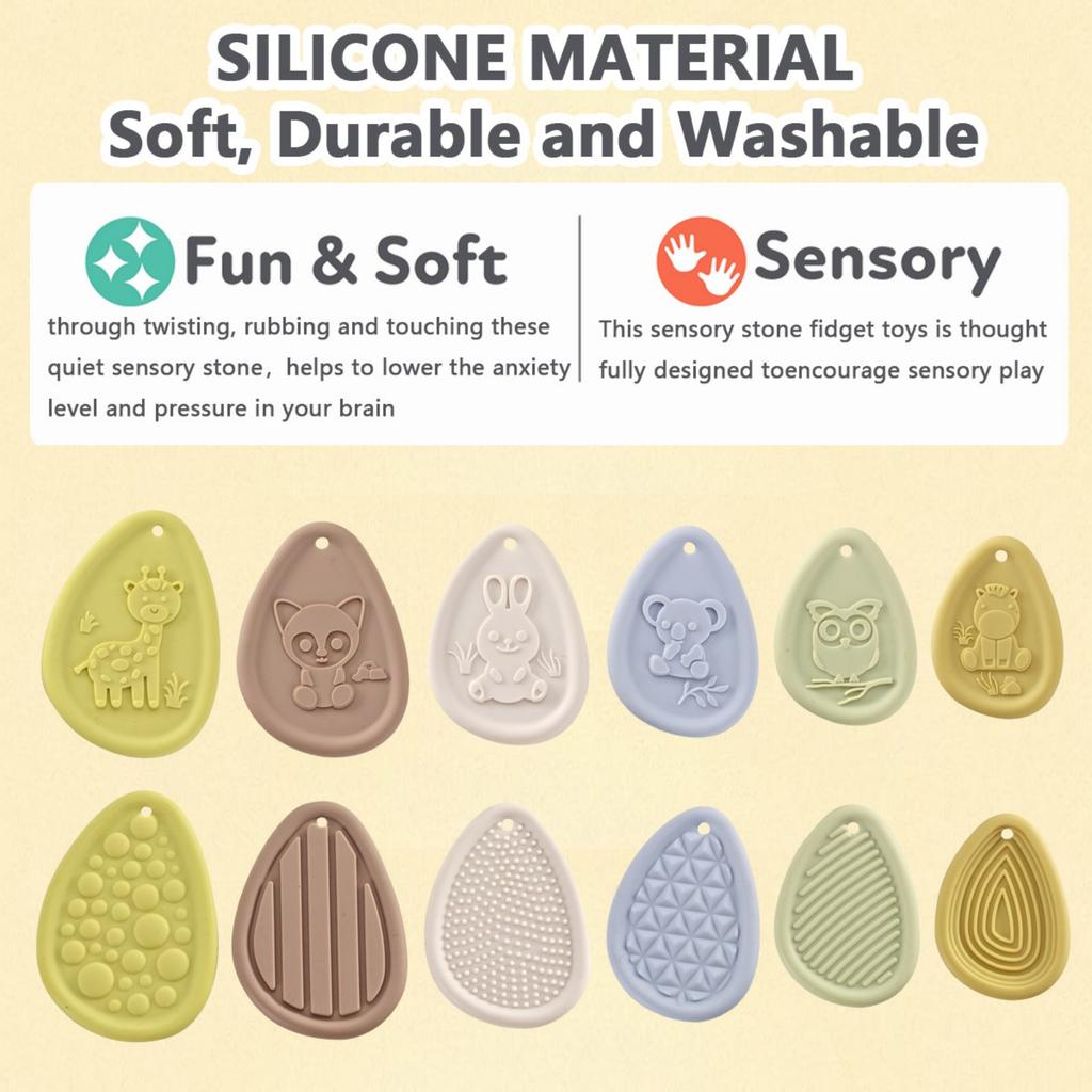 Comforting Toys: A Set Of 6 Finely Textured And Soft Anxiety Stones  Suitable For Children With  - Soothing Silicone Anxiety Stones Travel Toys  Vibra