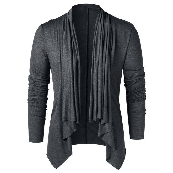 Men Autumn Shirt Vintage Long Sleeves Solid Color Asymmetrical Cardigan Warm Shawl Collar Medieval Breathable Men Autumn Tops for Daily Wear