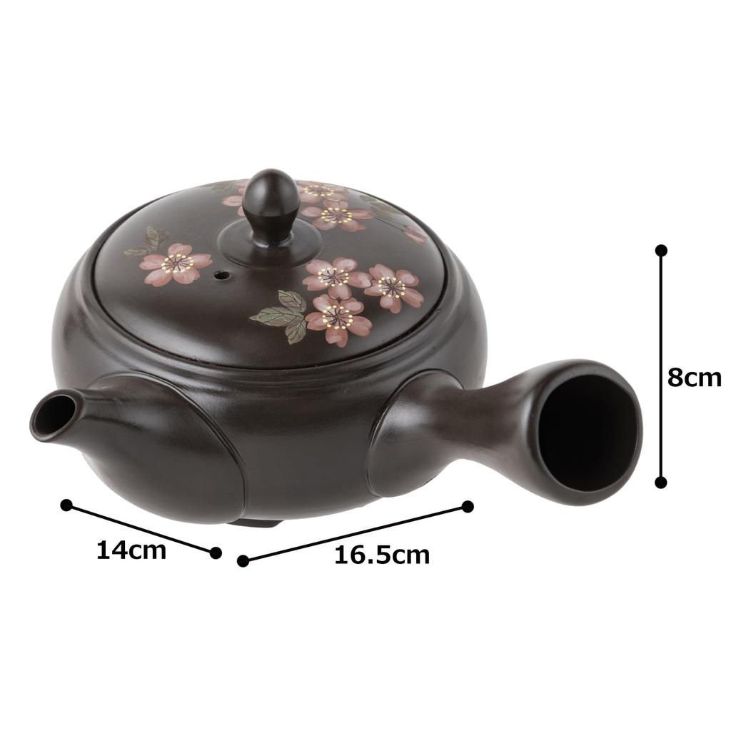 Tokoname Ware Teapot, Takeharu, Akazakura (red Cherry Blossom), 270ml, with Mesh Filter, for Deep-steamed Green Tea, Roasted Green Tea, and Brown Rice