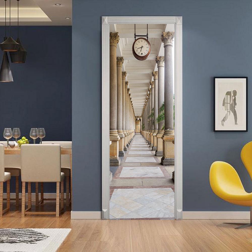 Creative Suspension Bridge Door Decoration Living Room Waterproof Self-Adhesive 3D Door Sticker Refurbished Wall Sticker Home