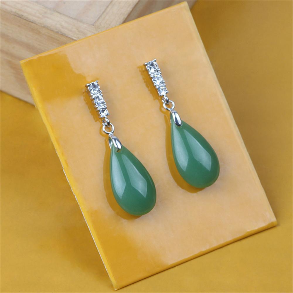 Orecchini a lobo Goccia d'Acqua in Giada Bianca e Verde Naturale per Donna Orecchini Pendenti Trendy in Pietra di Giada Gioielli Vintage per Feste Sposa Regalo