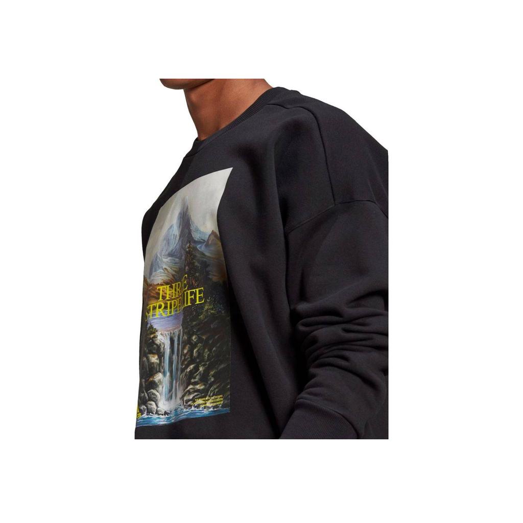 adidas Loose Fit Printed Training Sweatshirt Men Tops Black GM6507