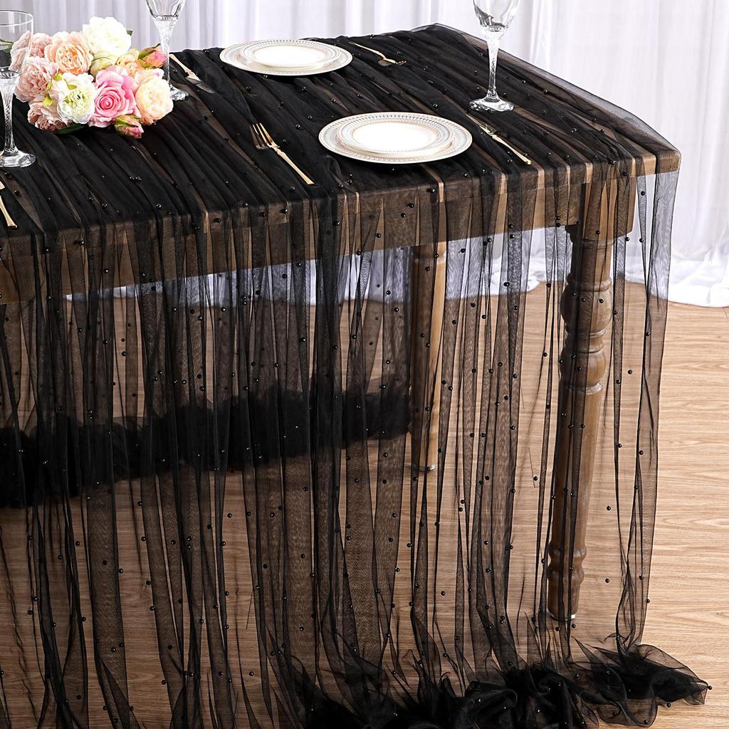 Pärlnätspets Chiffon Bordsduk för Bröllop, Födelsedagar, Möhippor och Bågslöjor