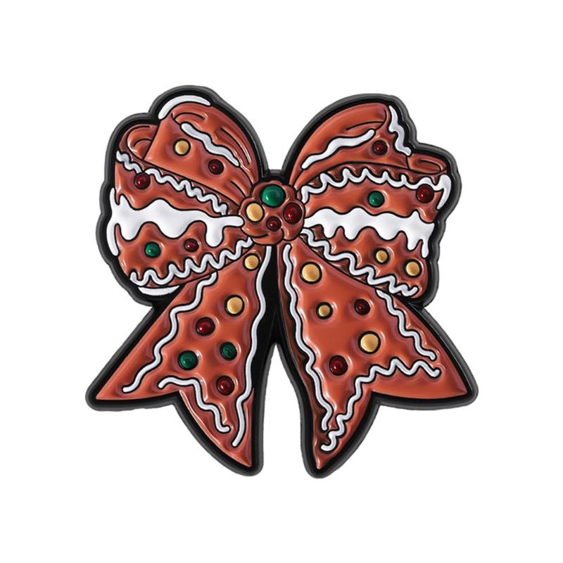 Alloy Christmas Kitten Bowknot Enamel Pin Cute Gingersnap Cookie Brooch For Backpack Jacket Decoration Holiday Gift