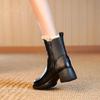 Women's Winter Faux Fur Lined Snow Boots Outdoor Anti-Slip Faux Leather Boots Casual Warm Plush Lined Mid-Calf Booties With Thick Sole for Female