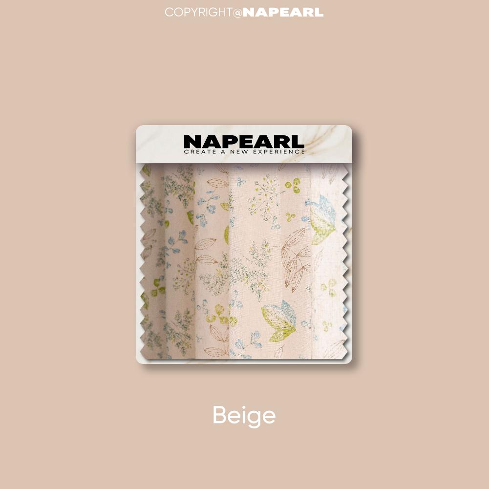 1 stk NAPEARL Bomull og Lin Trykte Beige Dusker Halvmørkleggende Gardiner for Små Vinduer Balkong Hjemmedekor