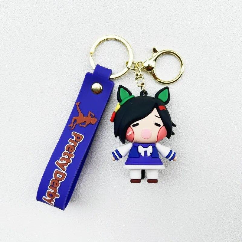 Cute Anime Pretty Derby PVC Figure Cosplay Pendant Cartoon Doll Key Ring Car Backpack Keyholder Key Buckle