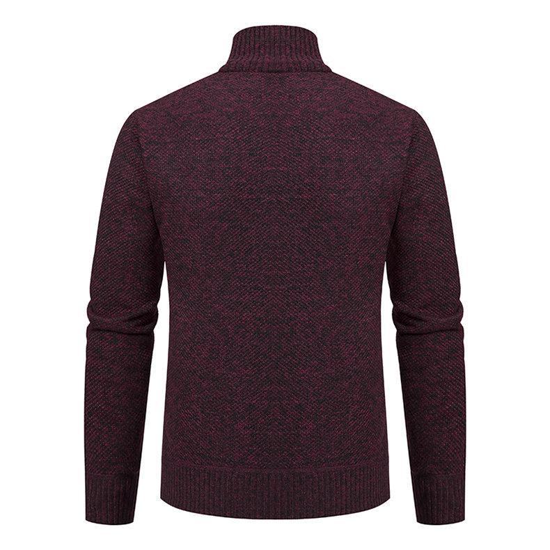 Men's Autumn/Winter Stand-Up Collar Zipper Cardigan Jacket with Velvet Knit