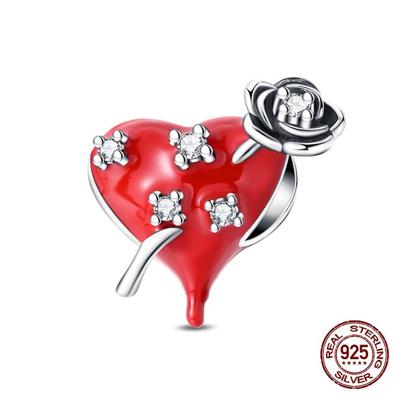 100% Copper Strawberry Lipstick Ladybird China Red Charms Beads Fitoriginal Bracelets For Women Diy Jewellery