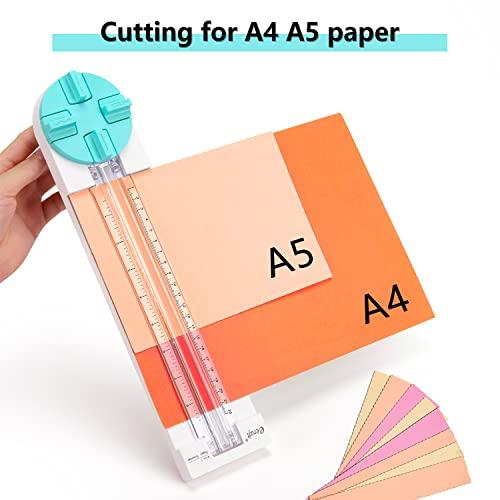 ecraft Paper Trimmer, Craft Paper Cutter, 4 Styles, Multifunctional Scrapbooking Tool with Dial Blades for Straight, Wavy, Dot, Perforated, and Creasi