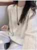 Autumn/Winter Women's Pure Wool Round Neck Ribbed Sweater - European Style, Versatile, Loose Fit Knitwear