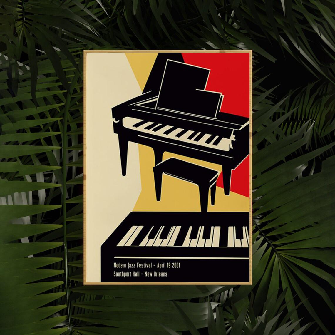 

Сучасний джазовий фестиваль Музичний фестиваль Плакат Простий стиль Барвисті картини піаніно Плакати з друком на полотні Настінний художній декор для бару 30X40cm Unframed