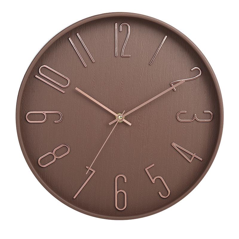 Custom Silent Wood Grain Quartz Wall Clock for Living Room