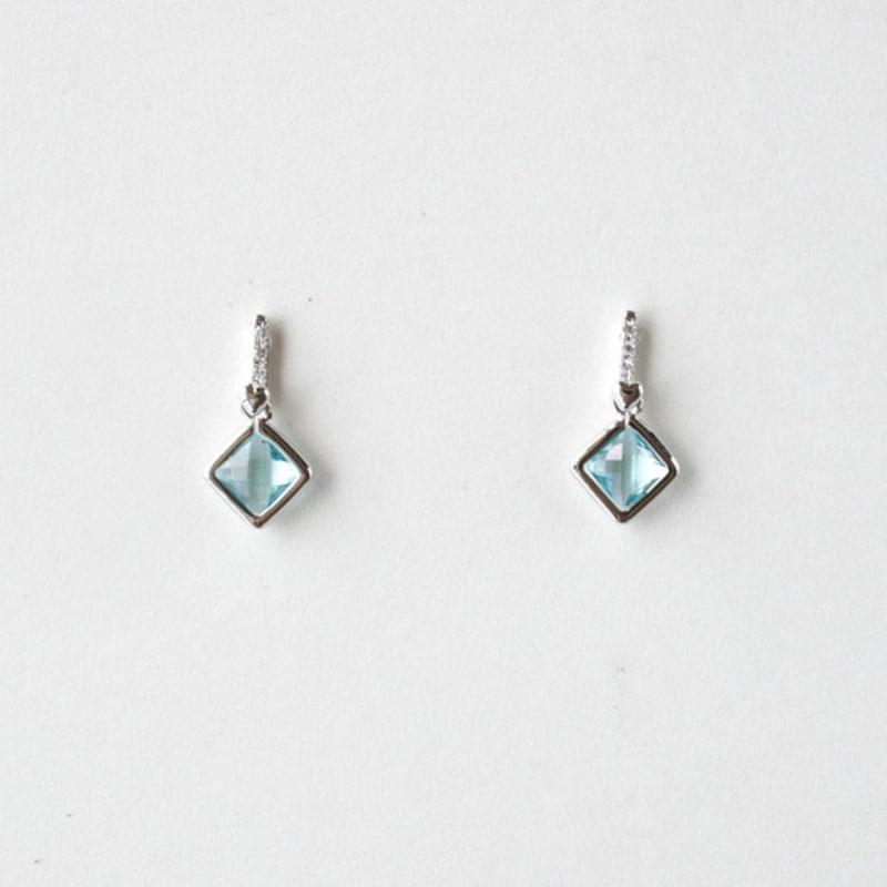 MERRYMOTIVE Heart bar with aqua crystal drop earring