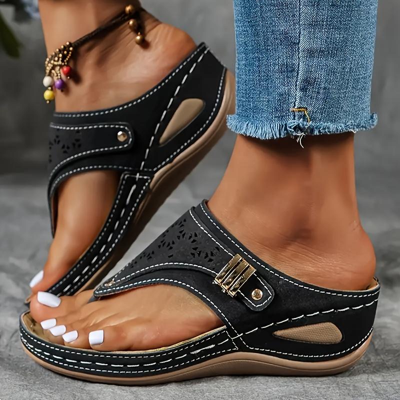 Elegant Women's Slide Sandals Comfortable Mid-Heel Round Toe Design, Easy Slip-On Casual Shoes