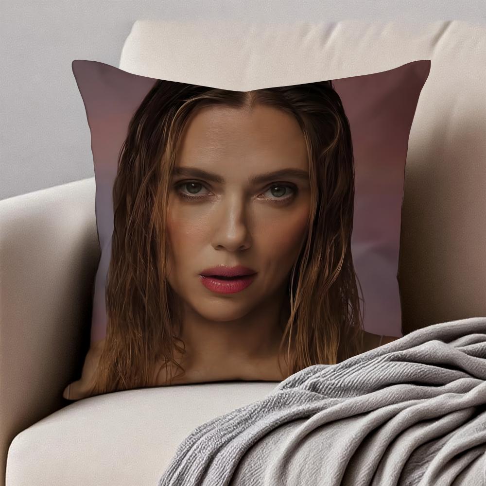 SScarlett Johansson Cushion Cover Pillowcase Antidustmite Invisible Zipper Short Plush Sofa Cushion