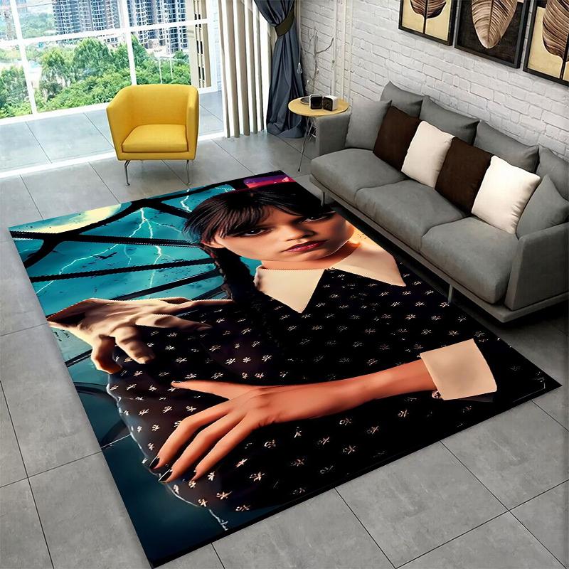 Classic W-Wednesday TV Non-Slip Area Rug for Living Room,Bedroom,Playroom,Soft Carpet Floor Mat Home Decor Rug Kids Room Gift