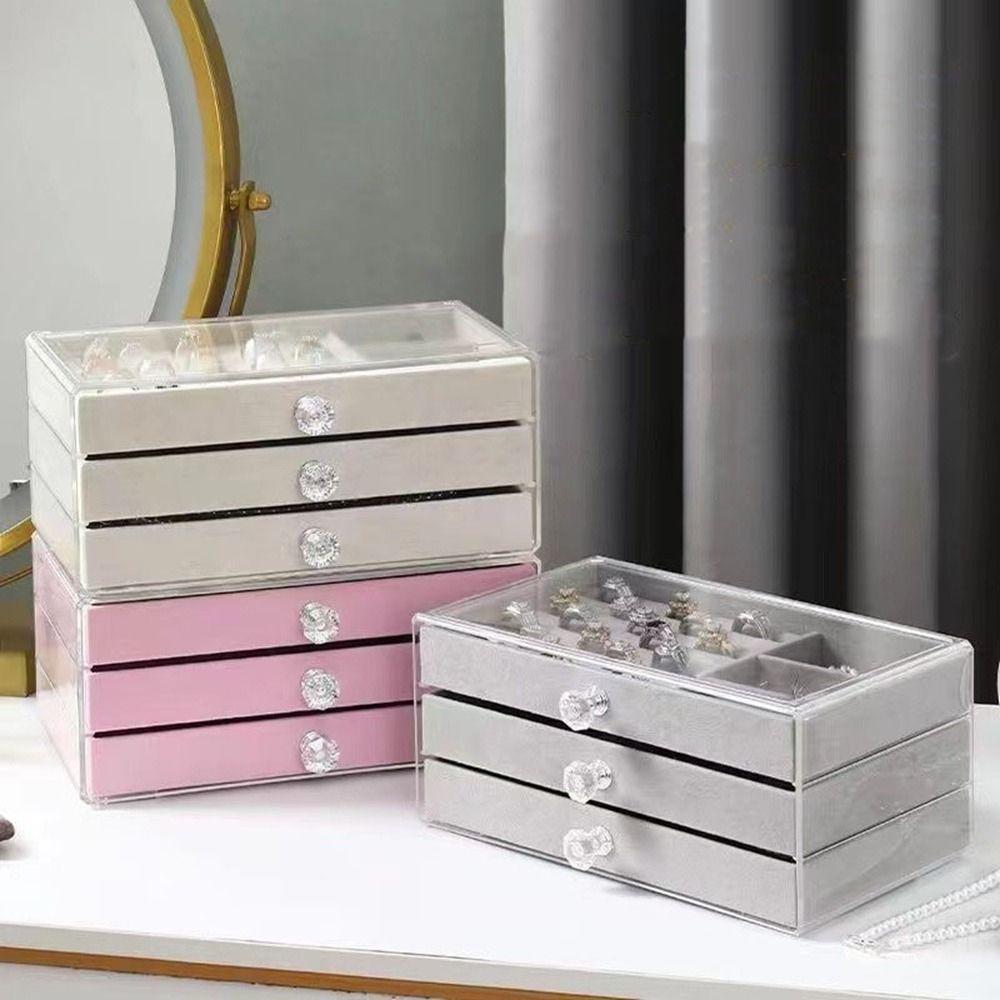 Dustproof Flannel Jewelry Storage Box Stackable Drawer Jewelry Box  for Home