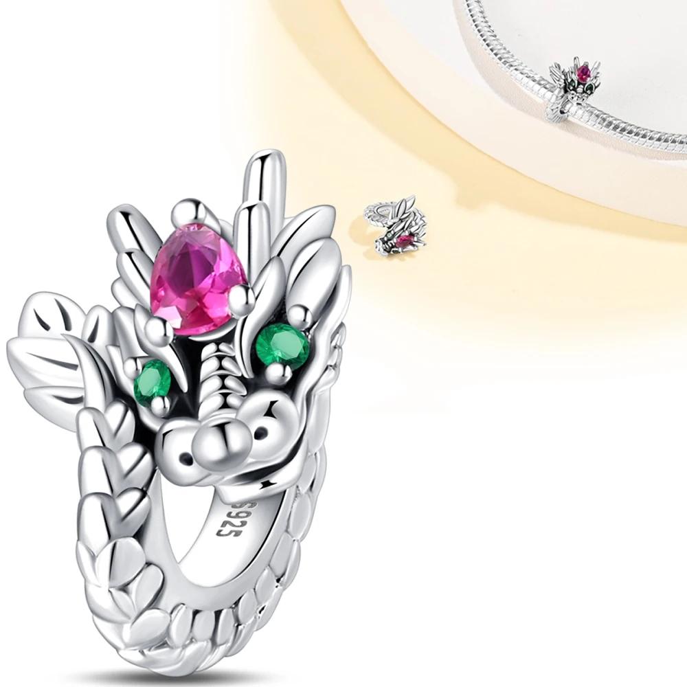 Charms Plata Authentic Copper Colors Classic Chinese Dragon Charms Beads Fit Authentic Bracelet Handmade DIY Fine Jewelry Gift Item For Women