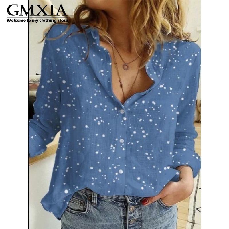 GMXIA Damska Moda Casual Rekreacyjna Bluzki i Koszule z Długim Rękawem z Kołnierzykiem POLO