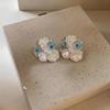 Silver Needle Zircon Pearl Crystal Flower Stud Earrings - Exquisite Light Luxury Jewelry