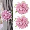 2pcs Flower Curtain Buckles, Decorative Contemporary Style Curtain Ties with Large Flower Designs, Adjustable Length Curtain Ties for Indoor and