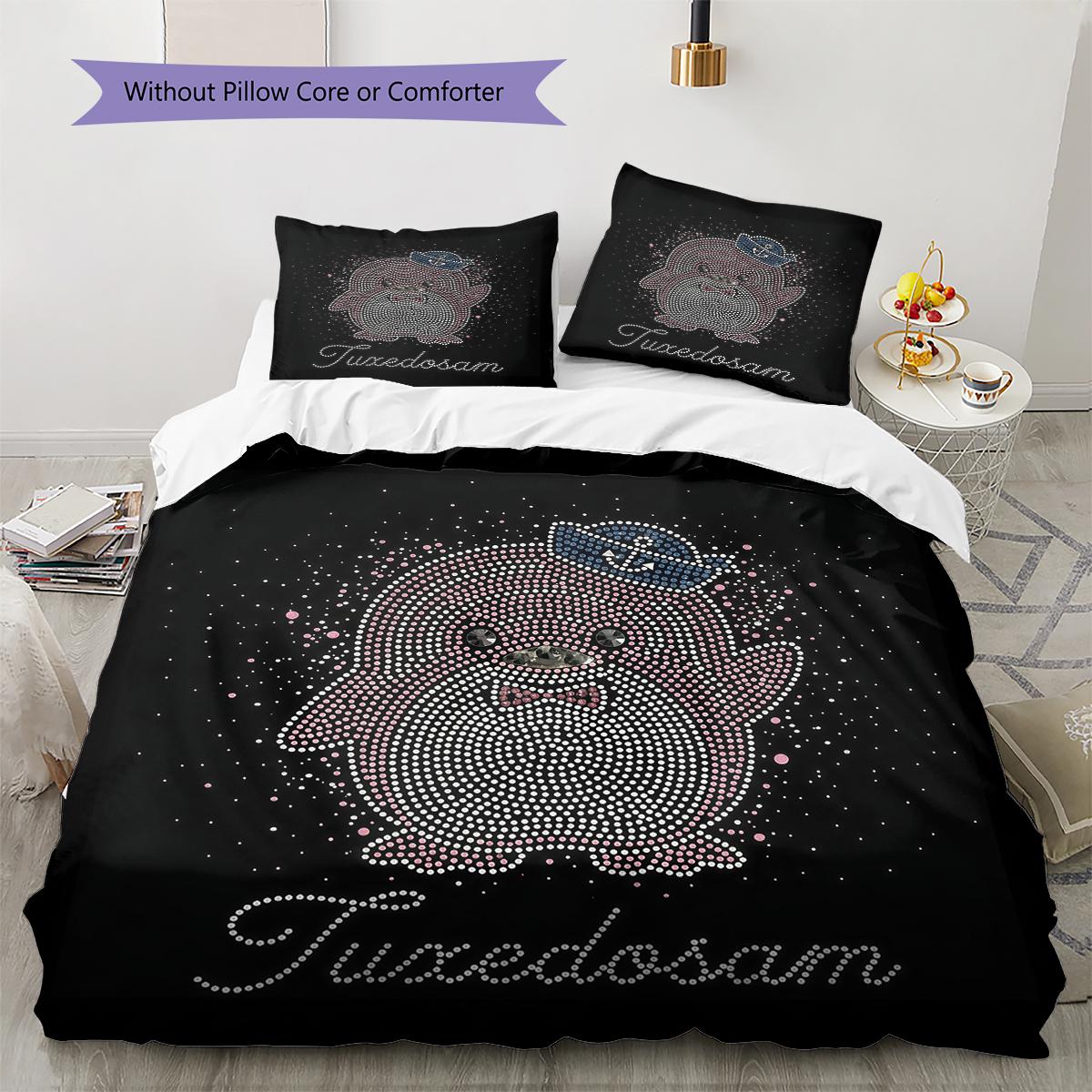 

Sanrio Black Pattern Bedding,Quilt Set Quilt Cover Pillowcase Home Birthday Gift(1 * duvet cover + 2 * pillowcase, without core) 135x200cm