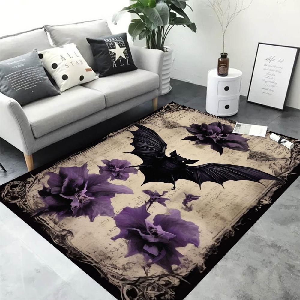 Mysterious Butterfly Plant Area Rug for Home Living Room Bedroom Kitchen Rug Non-slip Flannel Rug Machine Washable Floor Mat