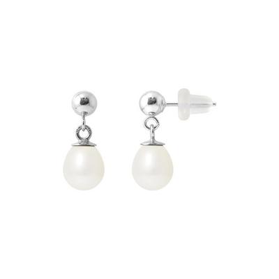 Boucles d'Oreilles - Pearls & Colors - Comète - Perles de Culture 6-7 mm - Or Blanc 375/1000 - Garantie 2 ans