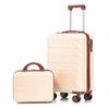 14"/19" 2-Piece ABS Spinner Suitcase Set with Combination Lock & 14" Cosmetic Bag (Beige)