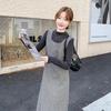 Gray Polka Dot Wool Vest Dress - Korean Style, Autumn/Winter Collection