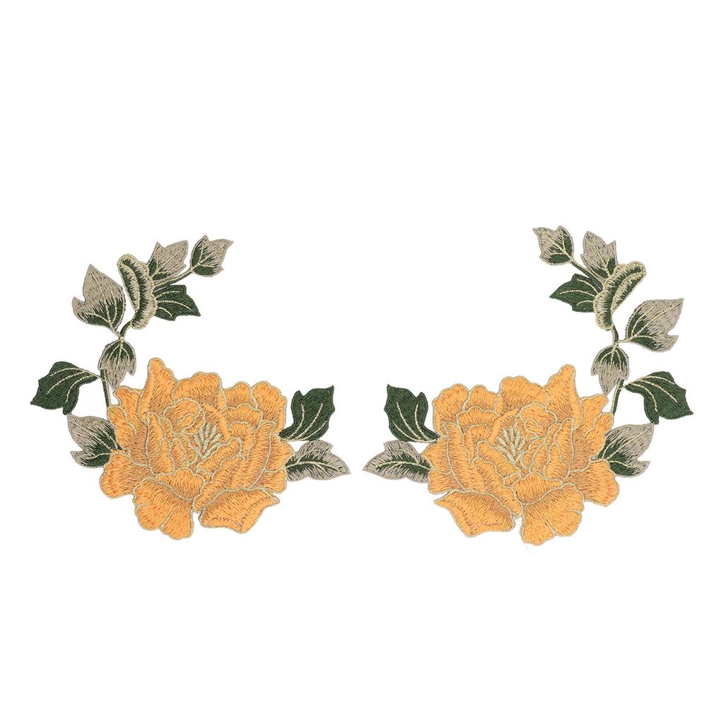 1 Pair Flower Embroidery Patches Butiful Flowers Pattern Embroidered Applique Iron On Patches for   Clothes