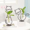 With Metal Holder Heart Glass Vases Cute Wrought Iron Vase Simple Cat Shape Hydroponic Vases  Table