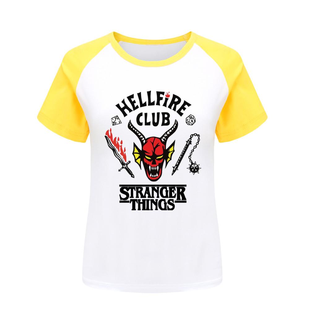 5253 Kids Boys Girls Stranger Print Raglan Short Sleeves T-Shirt